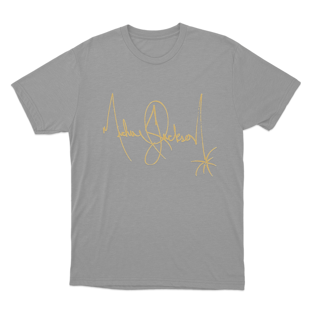 Michael Jackson Signature Unisex T Shirt Grey Michael Jackson Signature Unisex T Shirt Grey