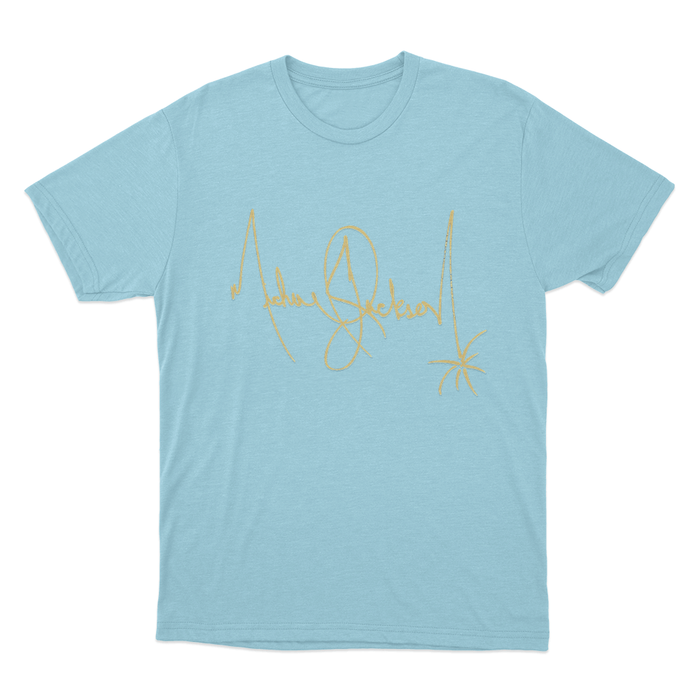 Michael Jackson Signature Unisex T Shirt Sky Blue Michael Jackson Signature Unisex T Shirt Sky Blue
